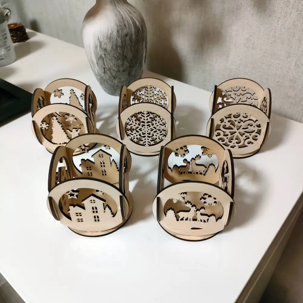 Photophore noel, photophore en bois, jp laser art, 12