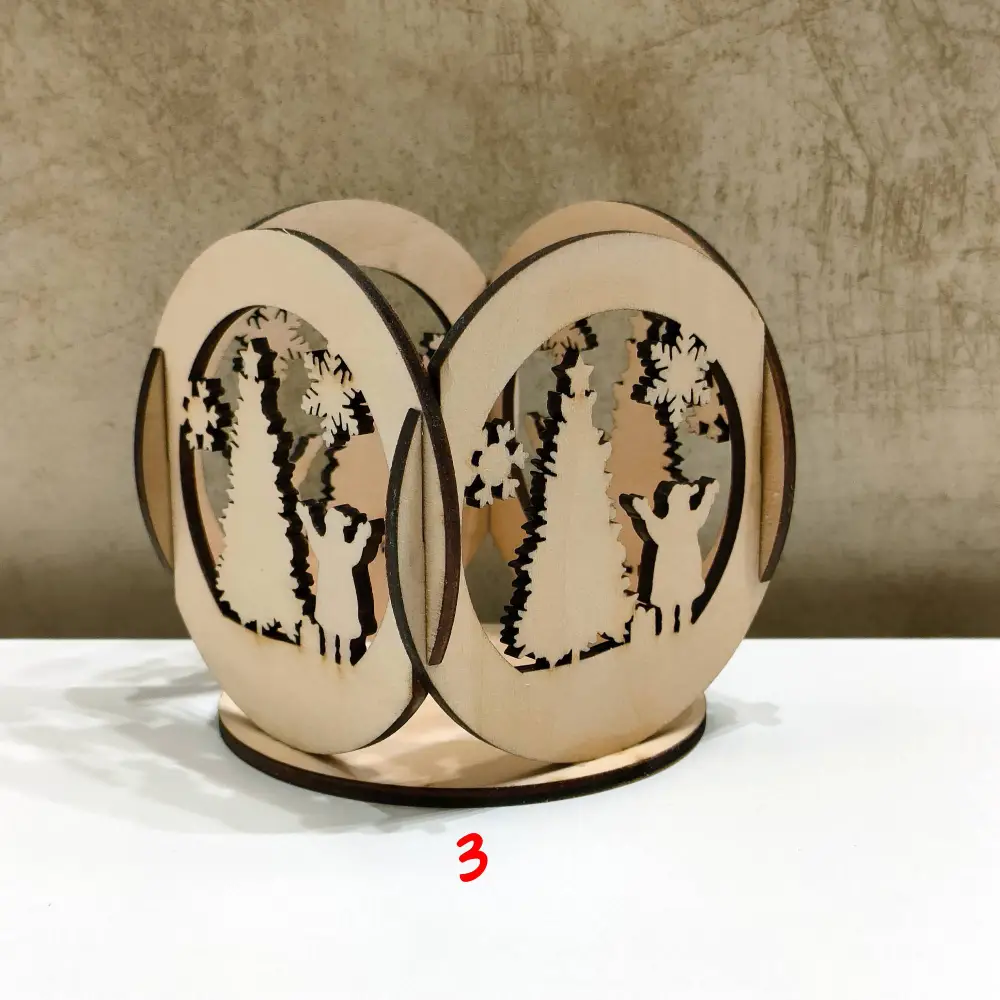 Photophore noel, photophore en bois, jp laser art, 3