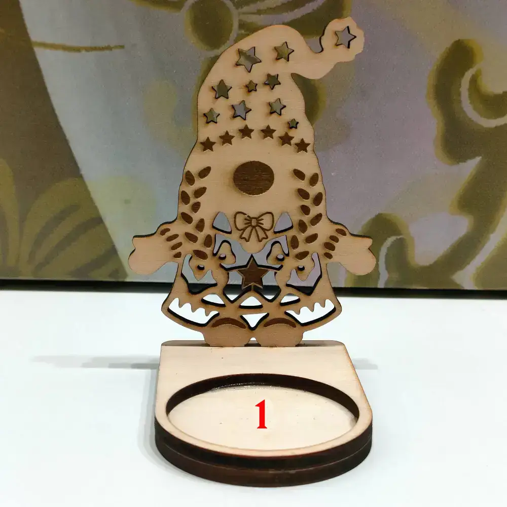 Photophore noël, photophore gnome, photophore en bois, jp laser art, 6
