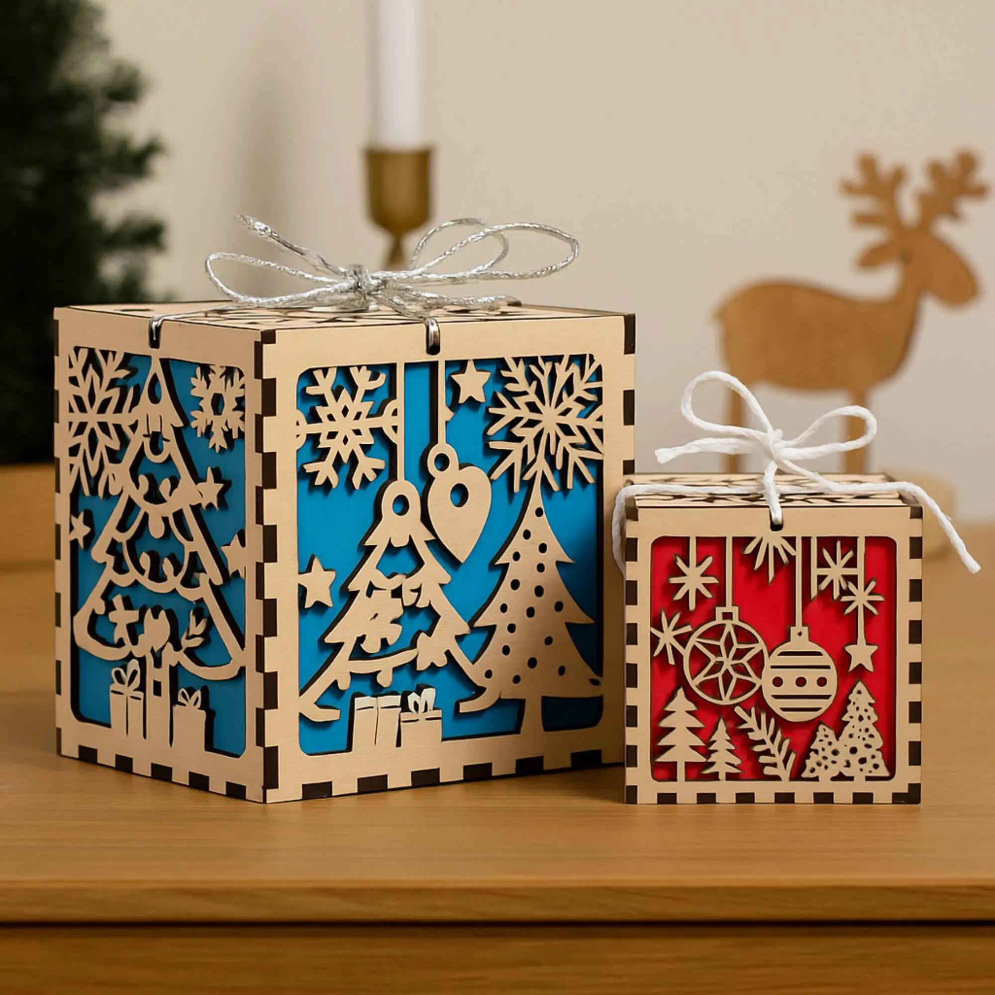 Boite cadeau de noel, boite de noel, jp laser art, 1