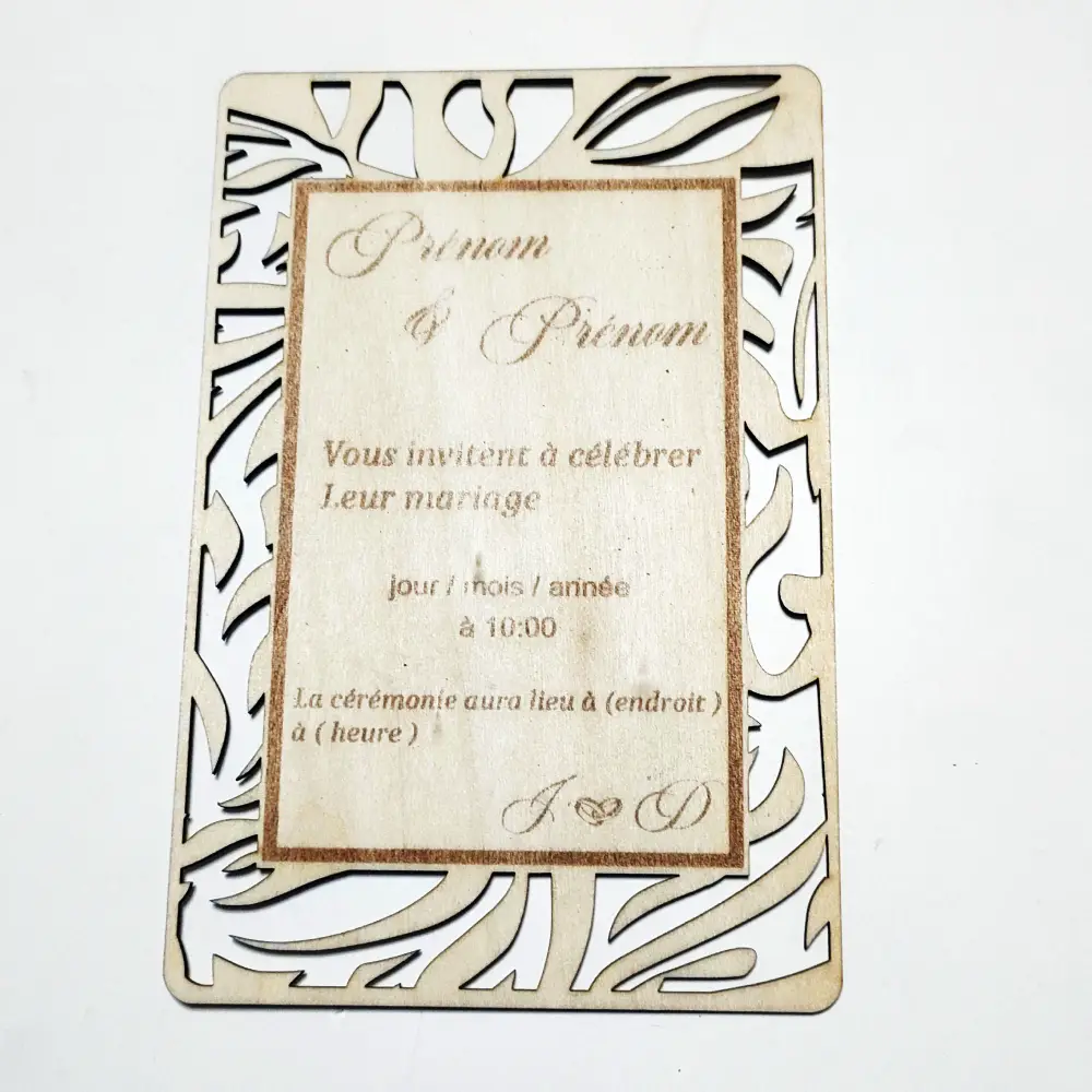 Faire part en bois personnalisé, jp laser art,