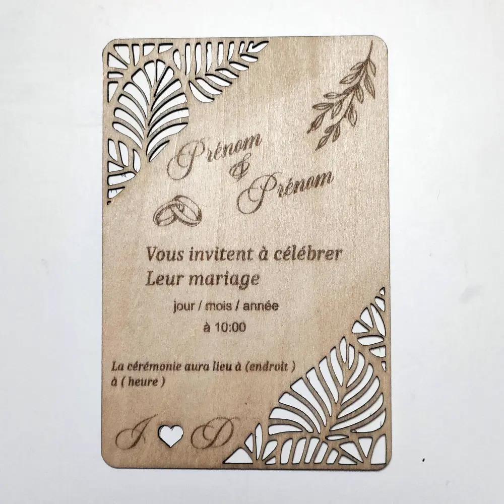 Faire part en bois personnalisé, jp laser art,