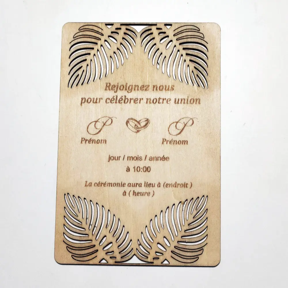 Faire part en bois personnalisé, jp laser art,