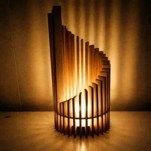 Photophore en bois design moderne – Lampe déco artisanale à monter soi-même – 3 tailles – Ambiance chaleureuse