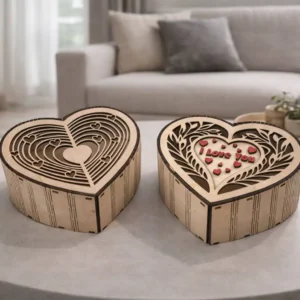 Boîte cœur en bois personnalisable Saint-Valentin