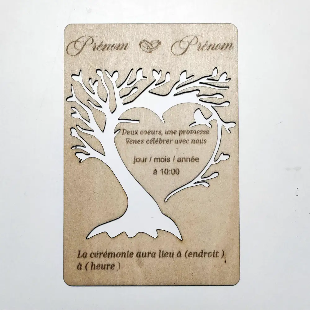 Faire part en bois personnalisé, jp laser art,