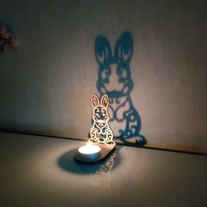 Photophore Lapin de Pâques en Bois – Décoration Pâques – Cadeau Enfant – Déco Printemps