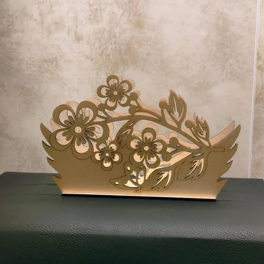 Porte serviettes en bois floral, jp laser art,