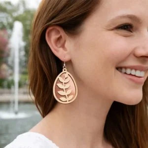 Boucles d&rsquo;oreilles en bois et acrylique personnalisables. Collection  » Botanica « 