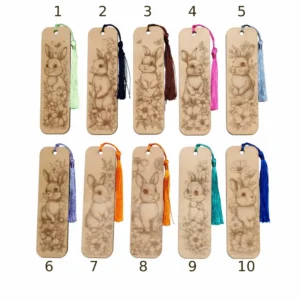 Marque-pages en bois. collection  » Lapins enchantés « 