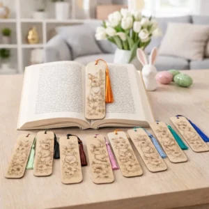 Marque-pages en bois. collection  » Lapins enchantés « 