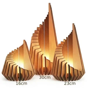 Photophore design en bois. Modèle  » Lignes de lumière « 