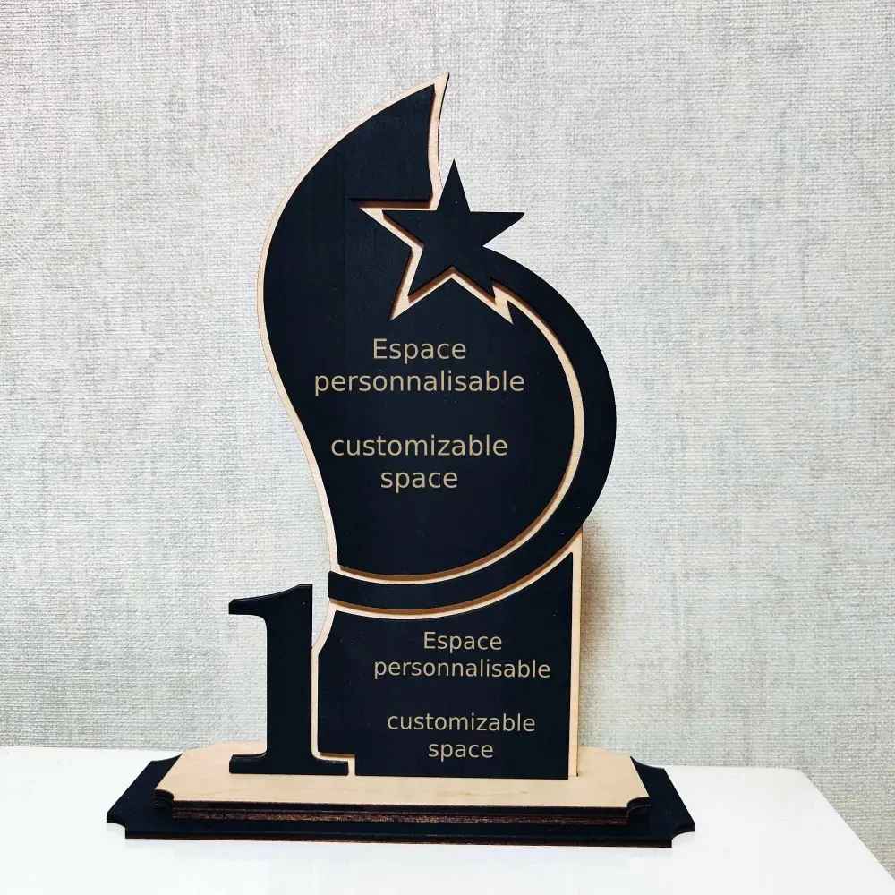 Trophée personnalisé en bois, jp laser art,